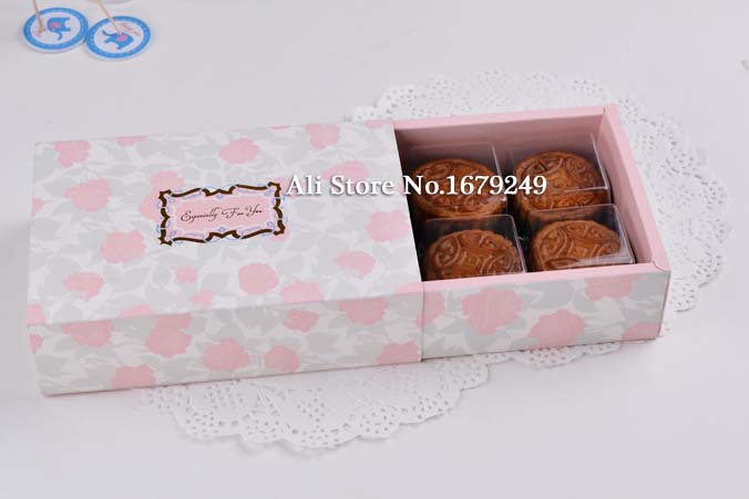 13*19 cm * 5 cmgilding 6 셀 50g 핑크 mooncake 종이 상자 비스킷 케이크 상자 결혼식 및 축제 party100pcs/lot에 대 한 포장